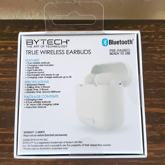 BYTECH Auto Pairing True Wireless earbuds With Compact Charge Case White - Picture 2 of 5